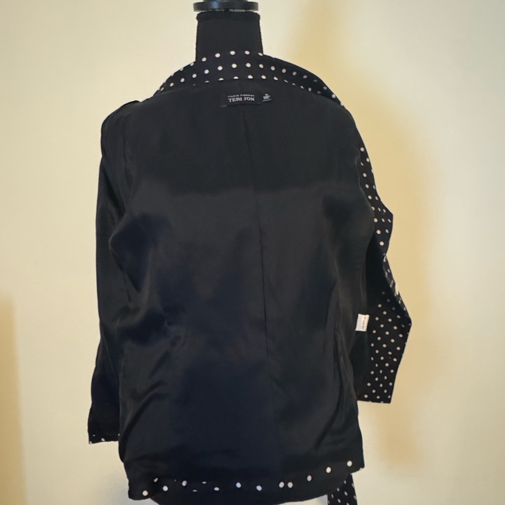 TERI JON Black & White Polka Dot Blazer Jacket Size 10 - Picture 6 of 6